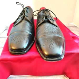 JOHNSTON &MURPHY BLACK MEN'S DRESS SHOES OXFORD GENUINE LEATHER SIZE 10
